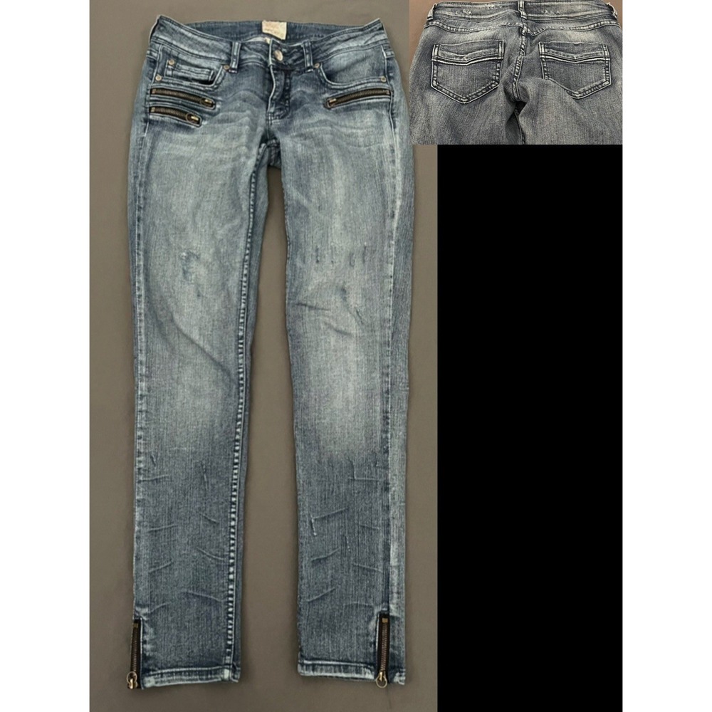 Arden B Womens Jeans Size 4 Skinny Low‎ Rise Zip Ankles Y2K Distressed Med Wash